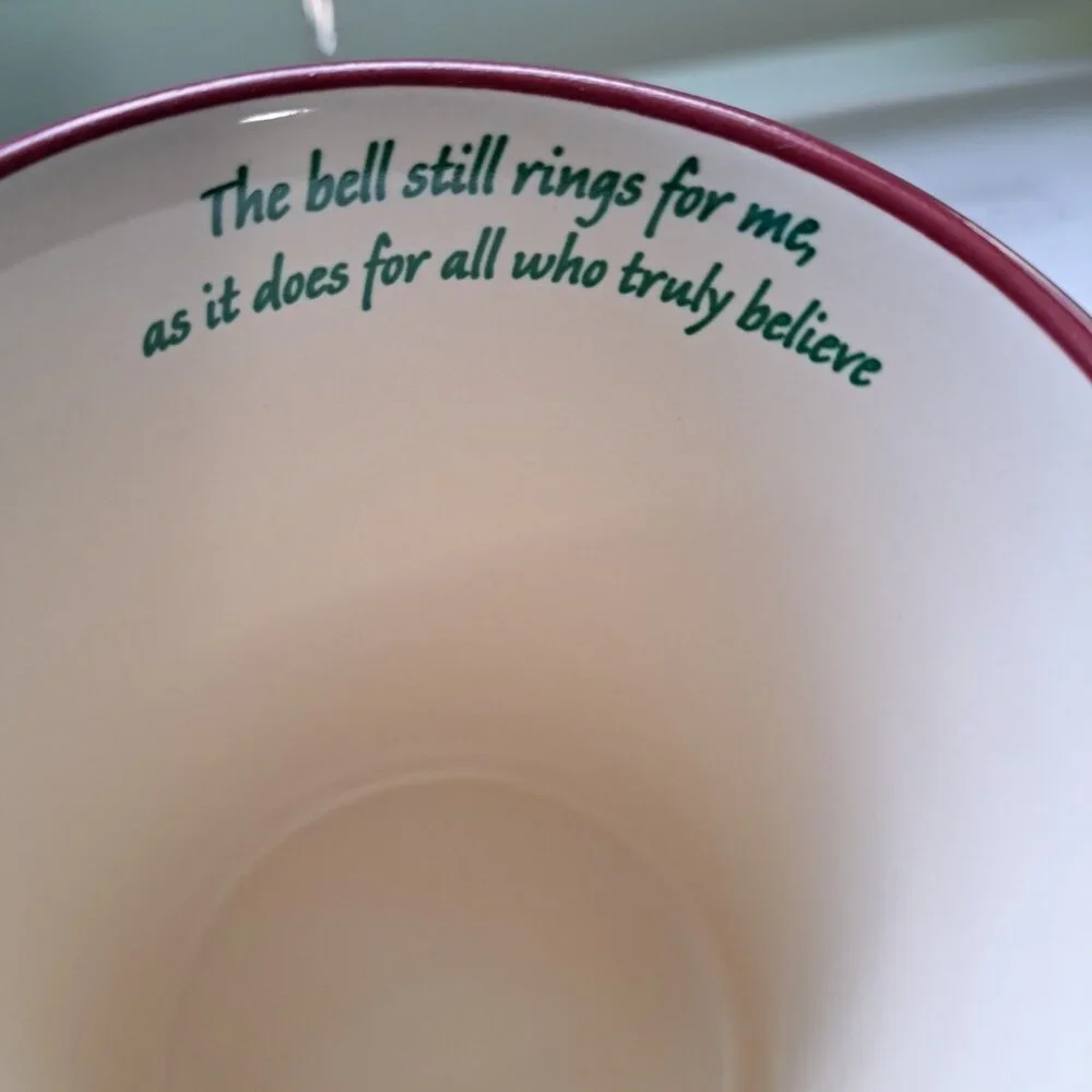 Set of 2 Polar Express Hot Chocolate Mugs Christmas Train Decor Bell Still Rings